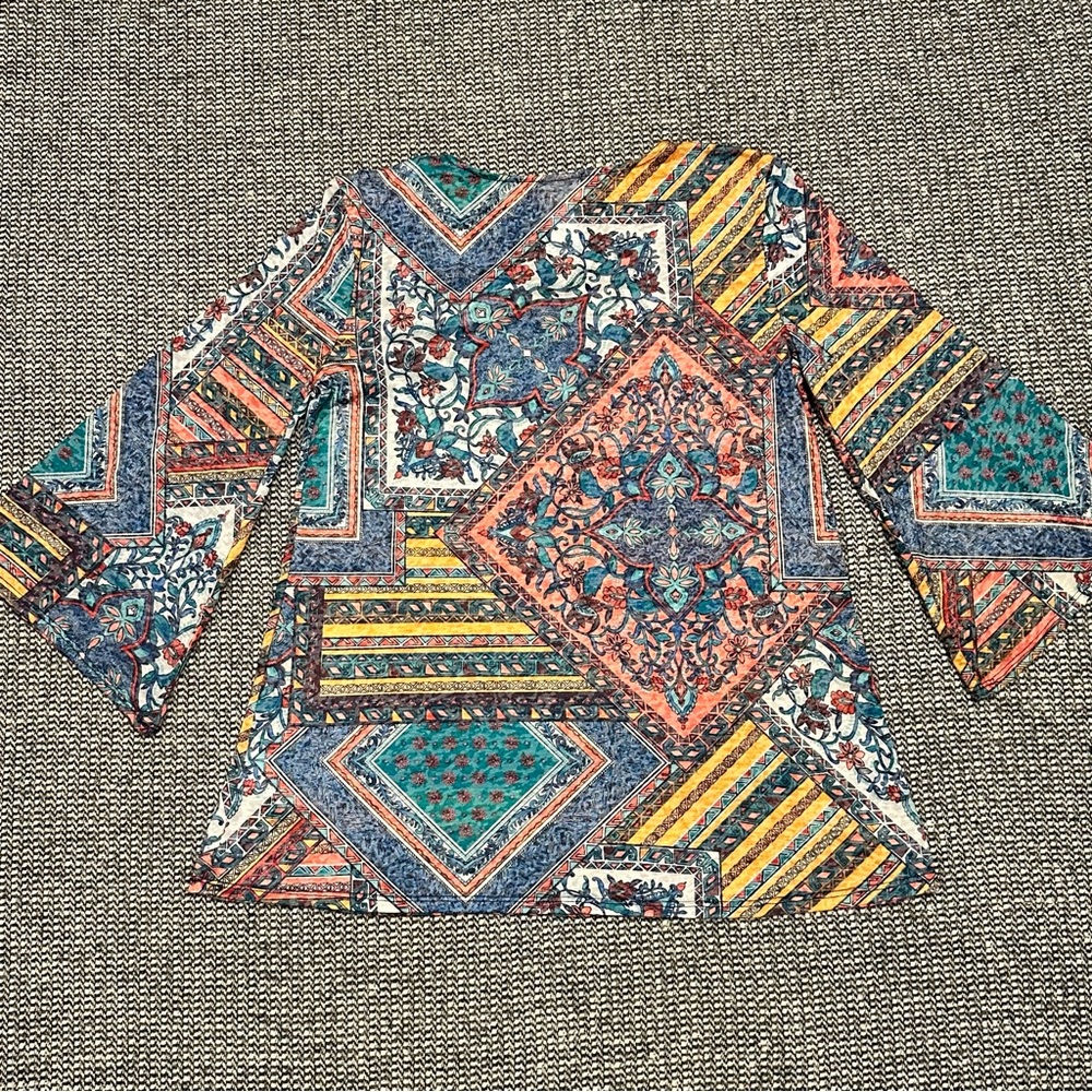 Ruby Rd. Multicolor Geometric Blouse - Picture 5 of 6